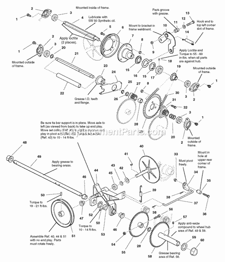 Traction Drive Group Diagram and Parts List for E10287 1694607 Snapper Snow Blower