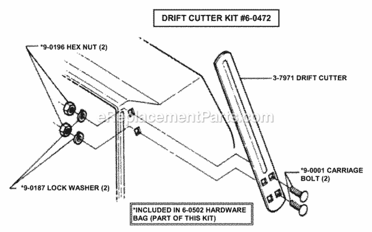 Drift Cutter Kit PN 60472 Diagram and Parts List for E9266  Snapper Snow Blower