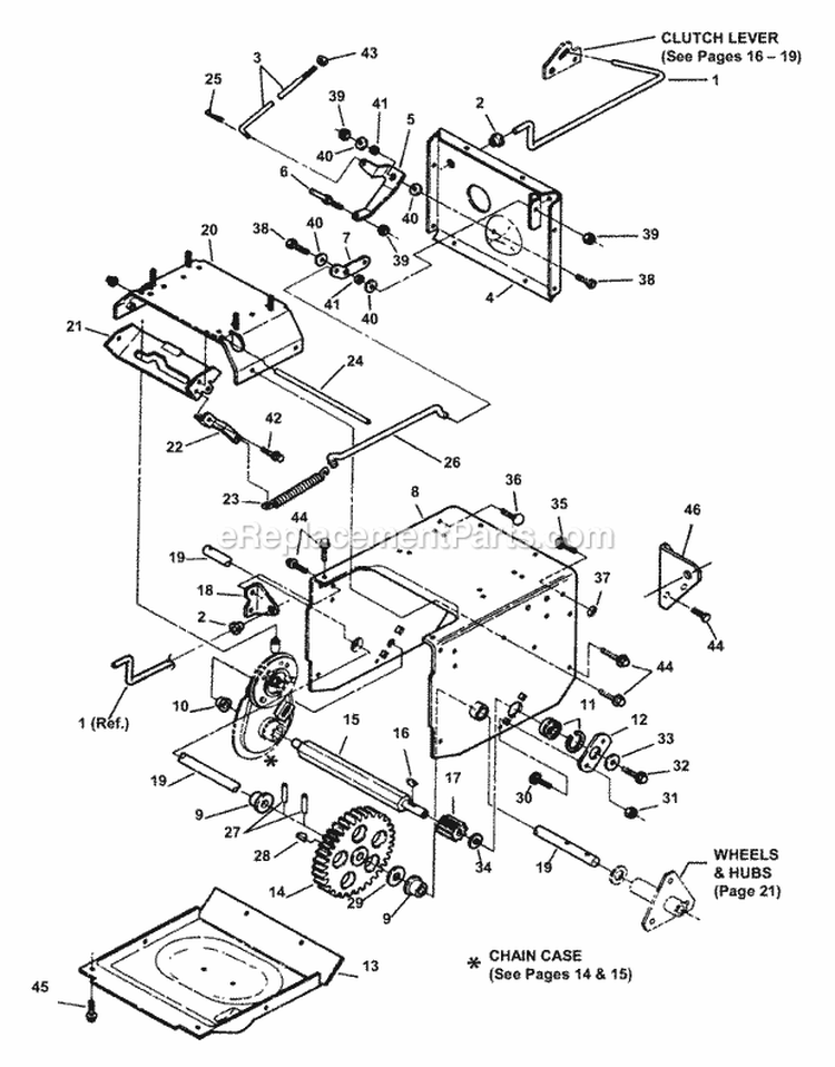 Frame Traction Drive Diagram and Parts List for E9266  Snapper Snow Blower