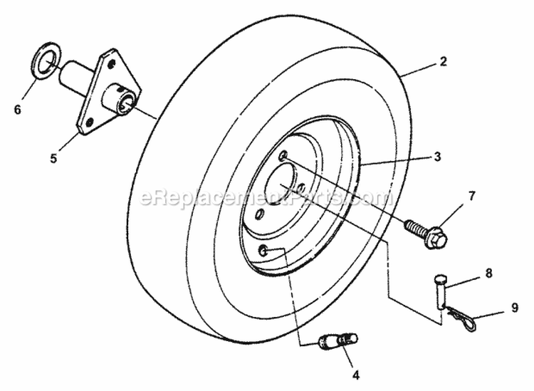 Wheels Hub Diagram and Parts List for E9266  Snapper Snow Blower