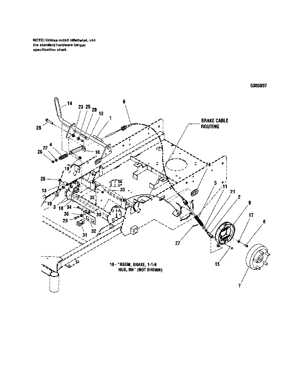 Parking brake Diagram and Parts List for 5900665  Snapper Lawn Mower
