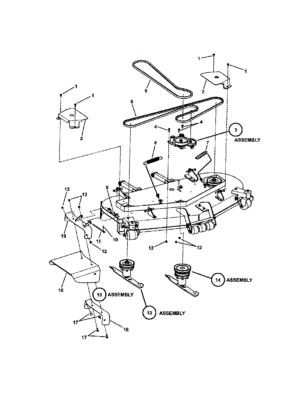 61" cutting deck (final assy) Diagram and Parts List for NZMX30614KH  Snapper Lawn Mower