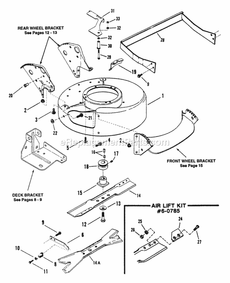 Cutting Deck Blade Interlock Diagram and Parts List for CP21402R2 80903 Snapper Lawn Mower