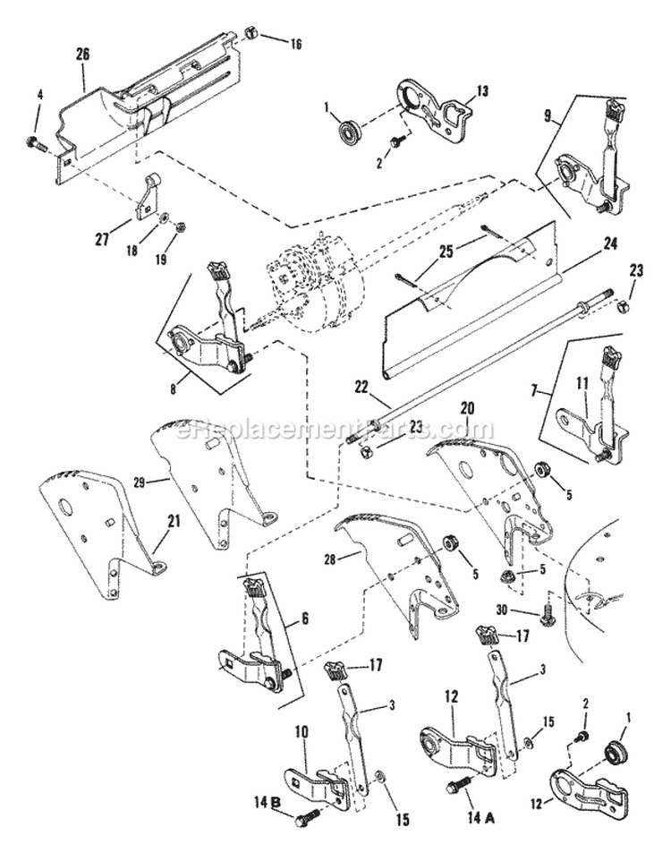Rear Wheel Brackets Latches Diagram and Parts List for CP21559BV  Snapper Lawn Mower