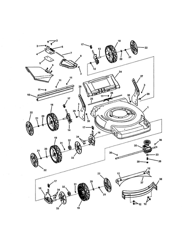 Deck (Self-Propelled) Diagram and Parts List for 7800418 NS2265 Snapper Lawn Mower