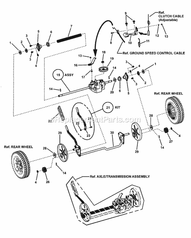 Transmission Diagram and Parts List for ELP21703BDV 7800255 Snapper Lawn Mower