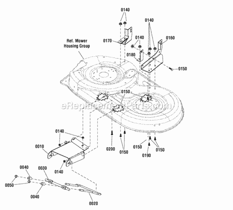 38 Mower Deck - Height Adjust Group Diagram and Parts List for ELT125380 2691084 Snapper Lawn Tractor