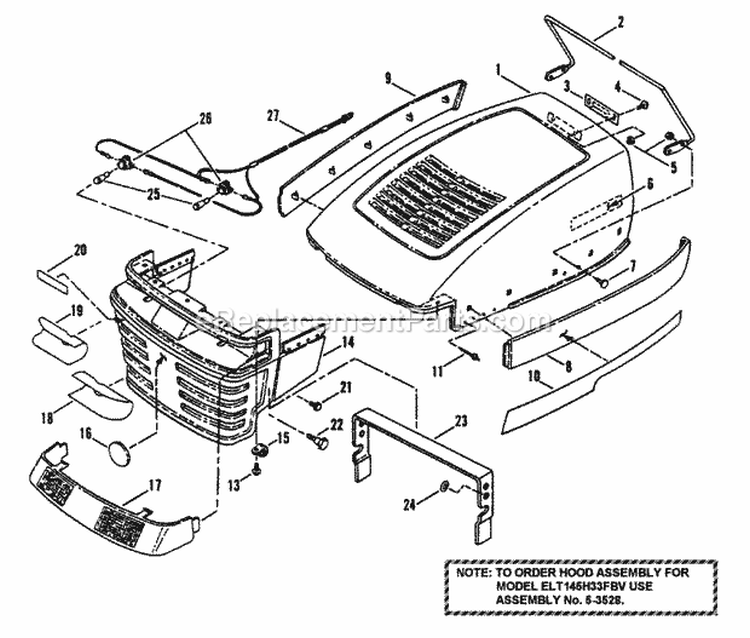 Hood Bumper Headlights  Components (Part 2) Diagram and Parts List for ELT145H33FBV 84360 Snapper Lawn Tractor
