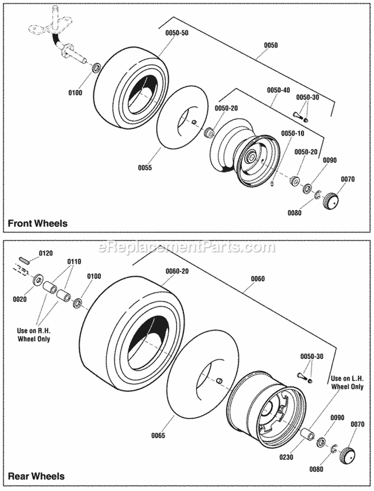 Wheel  Tire Group Diagram and Parts List for ELT16538RD 2690935 Snapper Lawn Tractor
