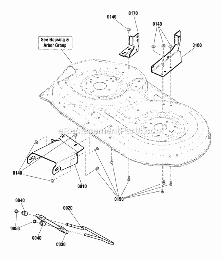 42 Mower Deck - Height Adjust Group Diagram and Parts List for ELT175420 2691044 Snapper Lawn Tractor
