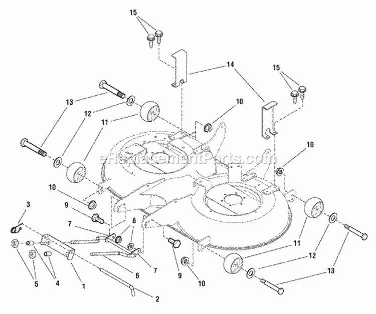 40 Mower Deck - Height Adjustment  Roller Bar Diagram and Parts List for ELT18540 2690781 Snapper Lawn Tractor