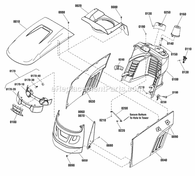 Hood Grille  Dash Group Diagram and Parts List for ELT18V38RDF  Snapper Lawn Tractor