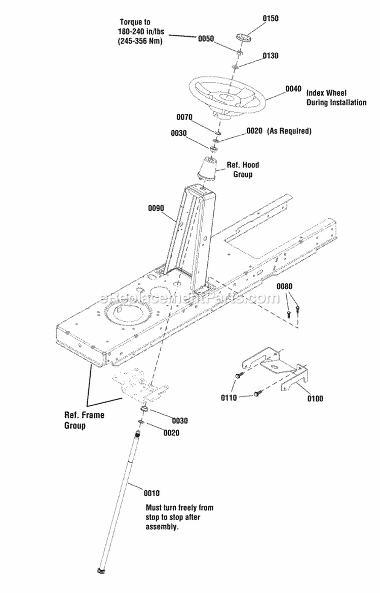 Steering Group Diagram and Parts List for ELT18V38RDF  Snapper Lawn Tractor