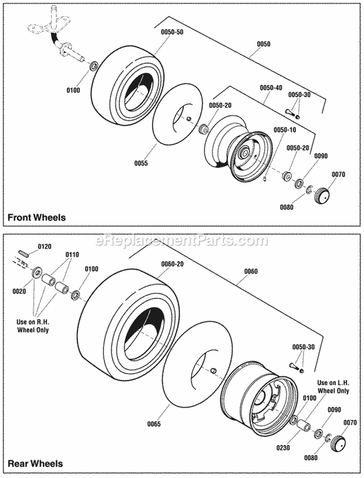 Wheel  Tire Group Diagram and Parts List for ELT18V38RDF  Snapper Lawn Tractor