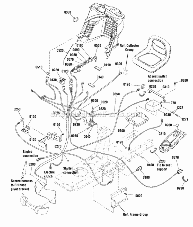 Electrical Group Diagram and Parts List for ELT18V38RDF  Snapper Lawn Tractor
