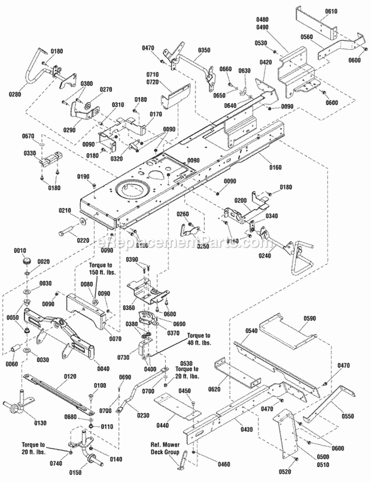 Frame  Front Axle Group Diagram and Parts List for ELT18V38RDF  Snapper Lawn Tractor