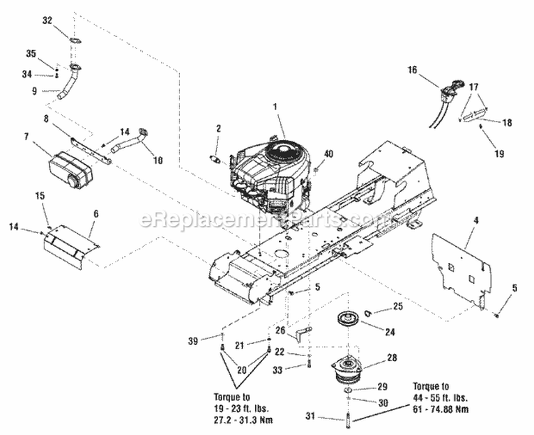 Engine Group - 18Hp  24Hp Diagram and Parts List for ELT2440RDFR 2690856 Snapper Lawn Tractor