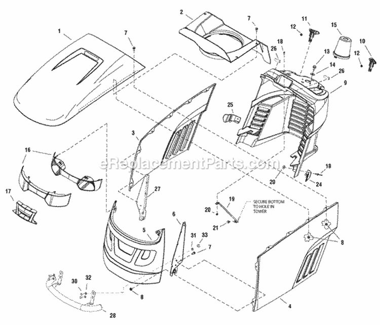 Hood Grille  Dash Group Diagram and Parts List for ELT2440RDFR 2690856 Snapper Lawn Tractor