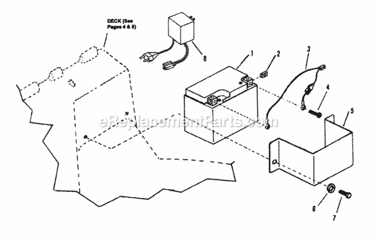 Battery  Components Diagram and Parts List for EMLP21601E  Snapper Lawn Mower