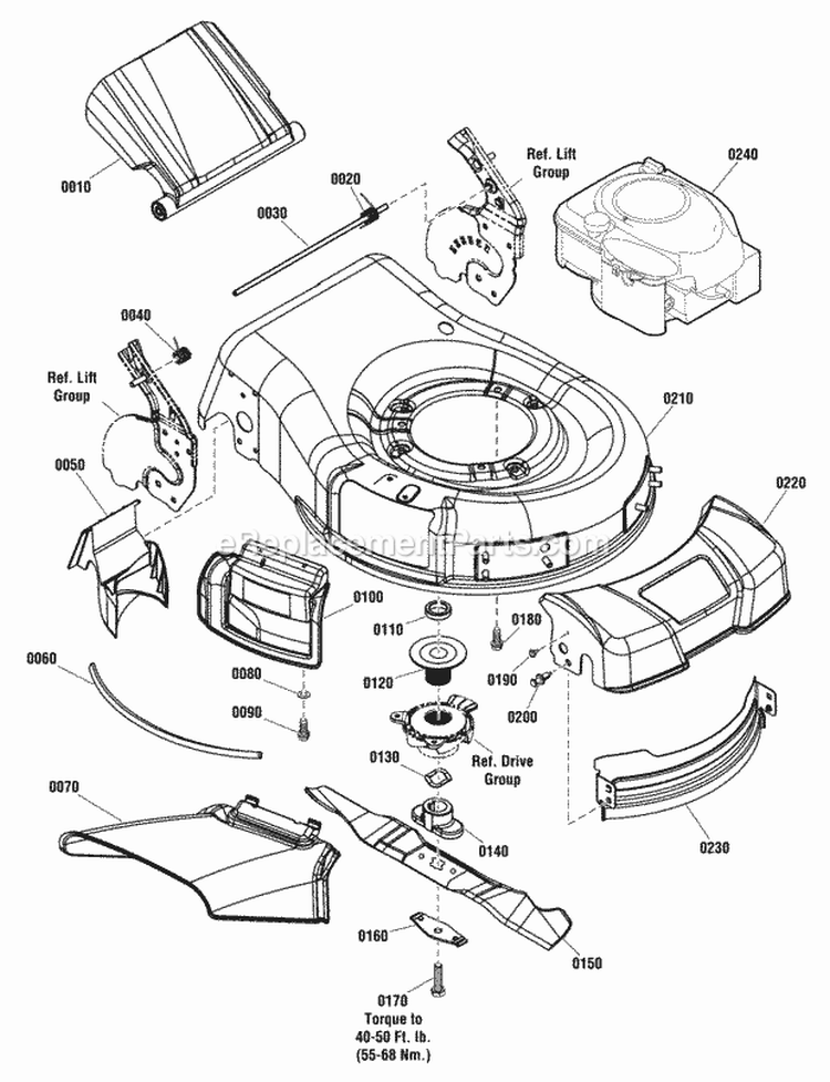 Deck  Engine Group Diagram and Parts List for ERDV21750HW  Snapper Lawn Mower