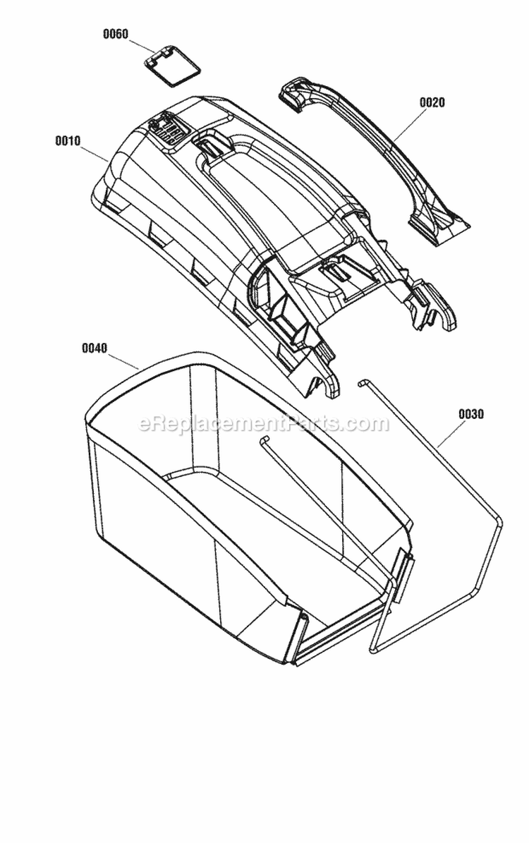Grass Bag Group Diagram and Parts List for ERDV21750HW  Snapper Lawn Mower