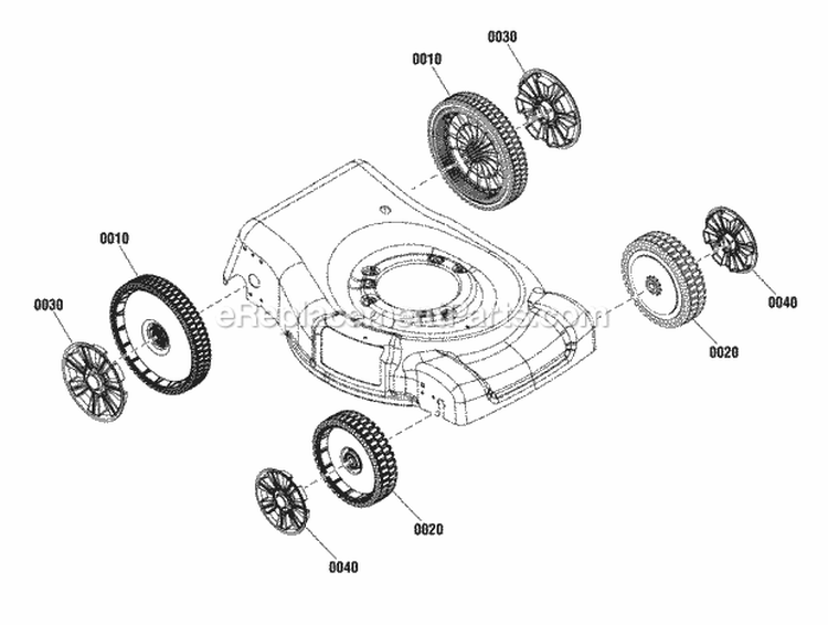 Wheels Group Diagram and Parts List for ERDV21750HW  Snapper Lawn Mower