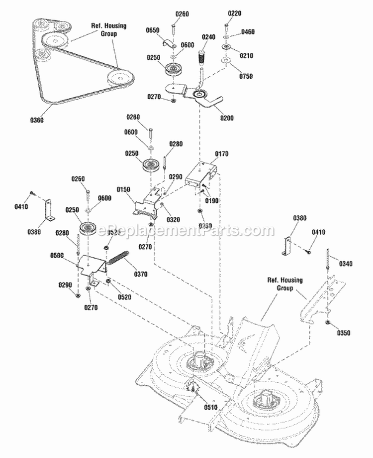 96Cm Mower Deck - Clutch Group Diagram and Parts List for ERPX17538RDF  Snapper Lawn Tractor