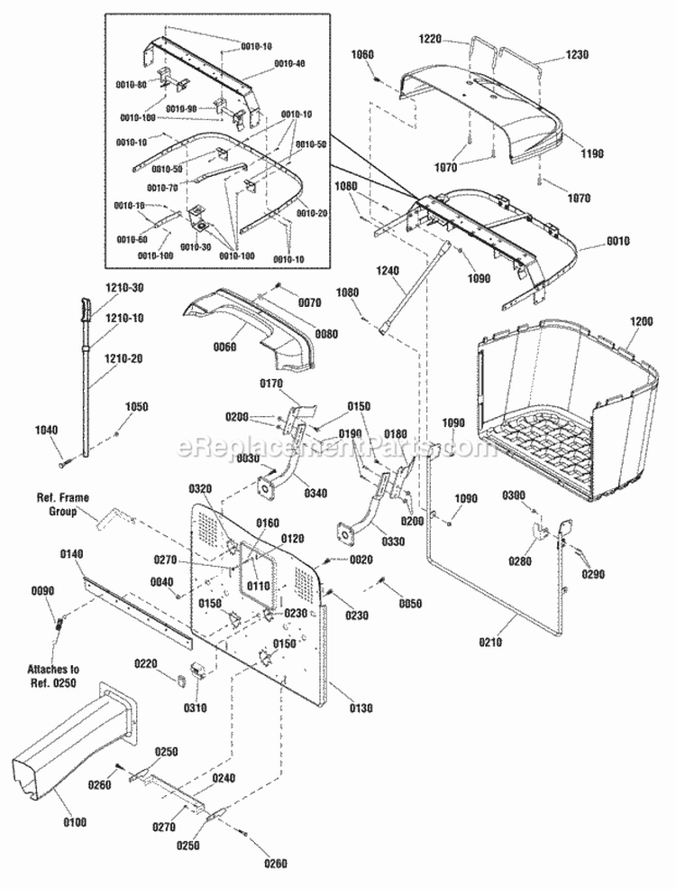 Collector Group - 280 Liter Diagram and Parts List for ERPX17538RDF  Snapper Lawn Tractor