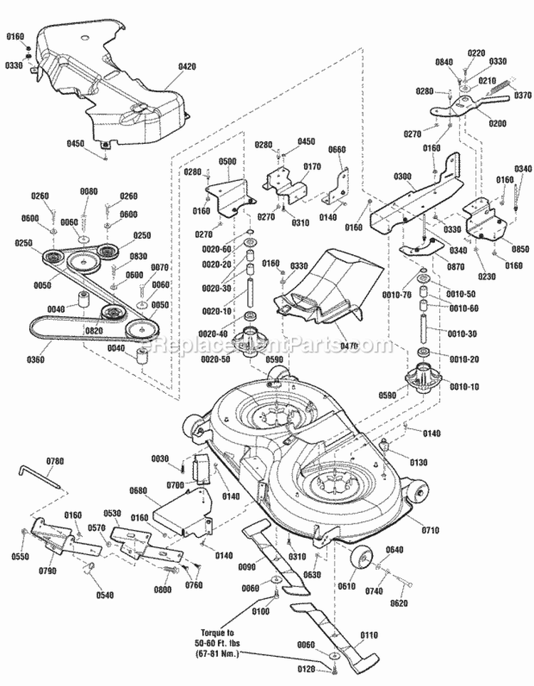 107Cm Mower Deck Diagram and Parts List for ERTX2242RDF  Snapper Lawn Tractor
