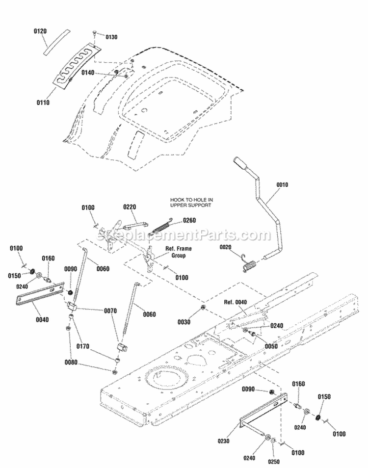 Lift Group Diagram and Parts List for ERPX17538RDF  Snapper Lawn Tractor