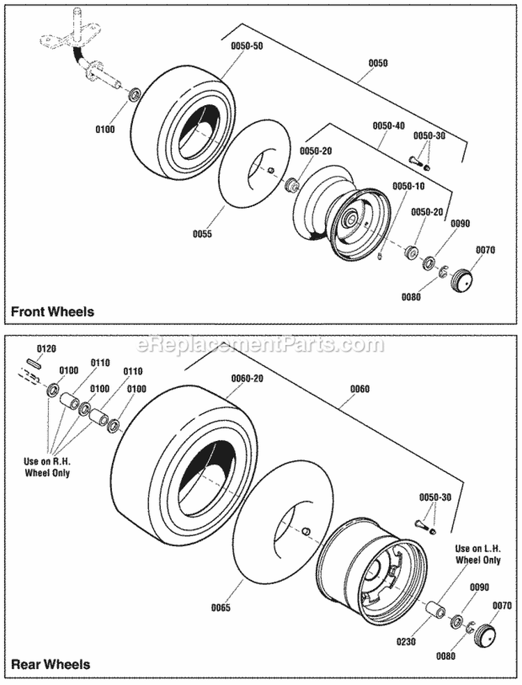 Wheel  Tire Group Diagram and Parts List for ERPX17538RDF  Snapper Lawn Tractor