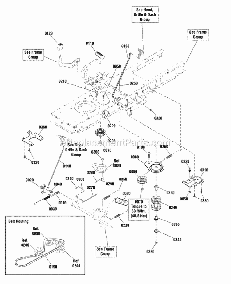 Controls Group Diagram and Parts List for ERPX17538RDF  Snapper Lawn Tractor