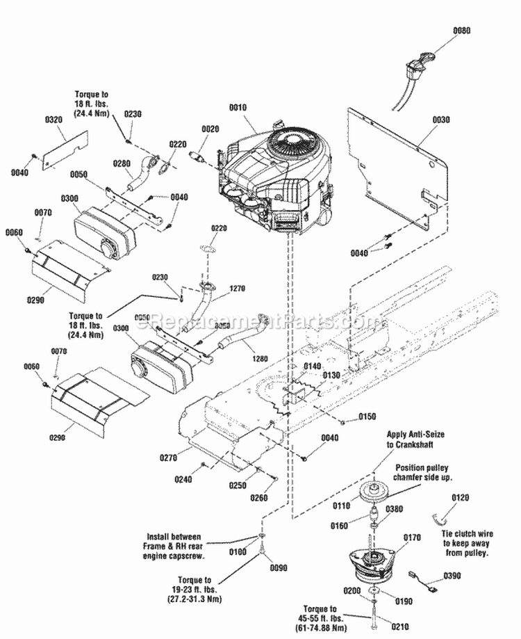 Engine Group - 175Hp 18Hp 22Hp  26Hp Diagram and Parts List for ERPX17538RDF  Snapper Lawn Tractor