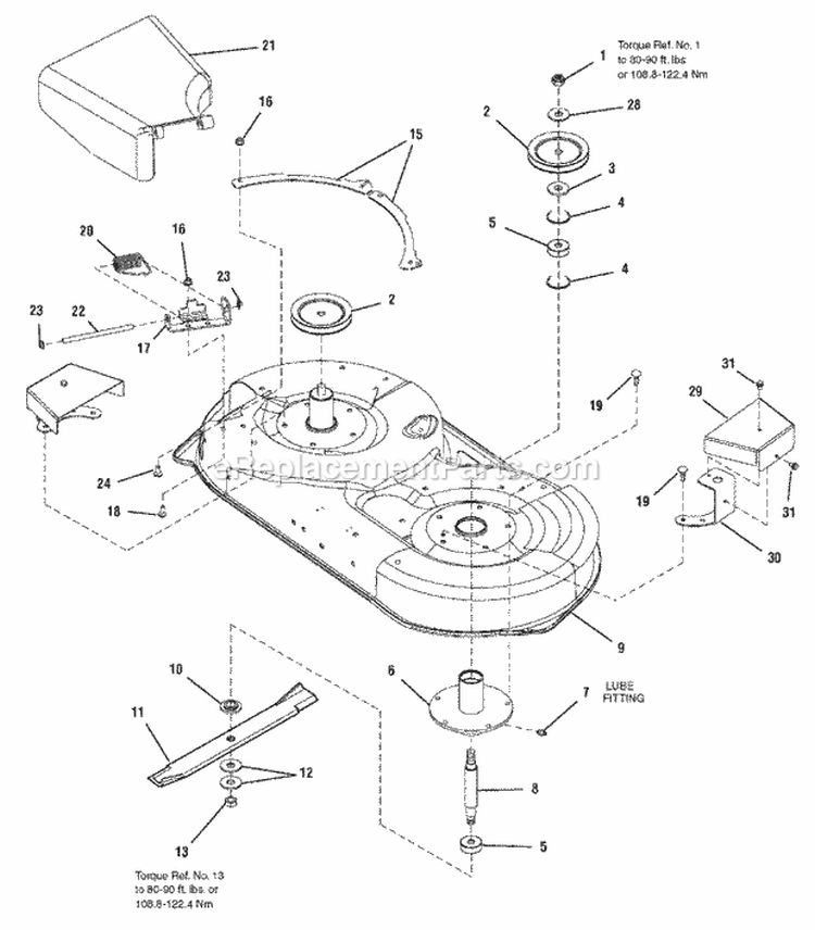 42 Mower Deck - Housing  Arbor Group Diagram and Parts List for ESC20420 2690716 Snapper Lawn Tractor