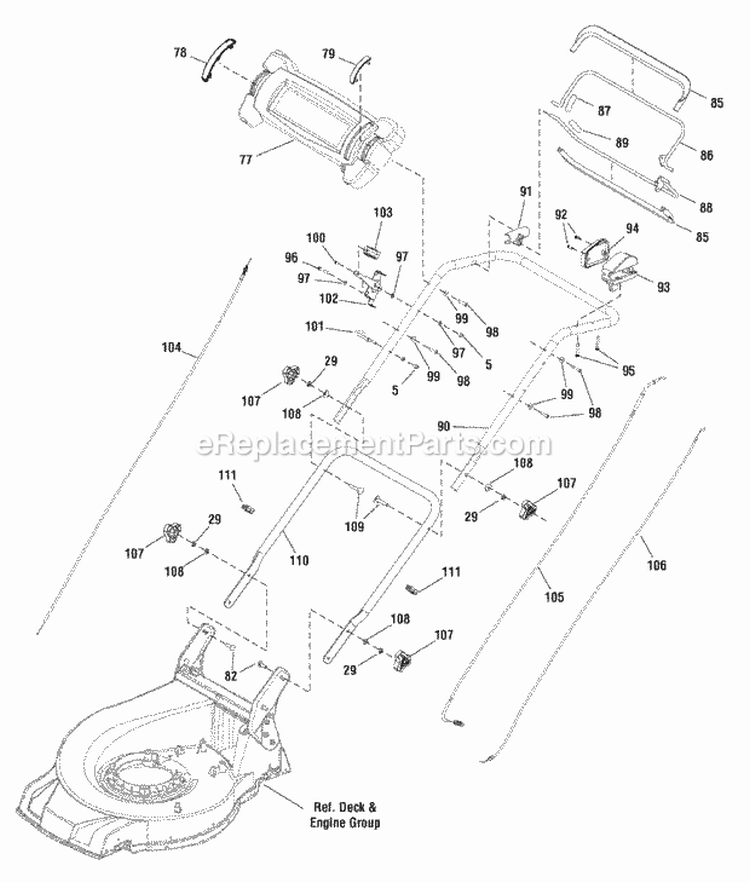 Handle Assembly Diagram and Parts List for ESPS19875EXAL 881638 Snapper Lawn Mower