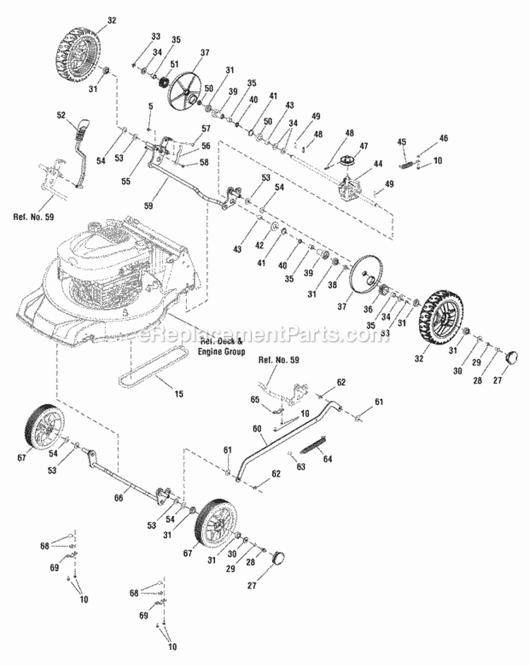 Drive Group Diagram and Parts List for ESPS19875EXAL 881638 Snapper Lawn Mower