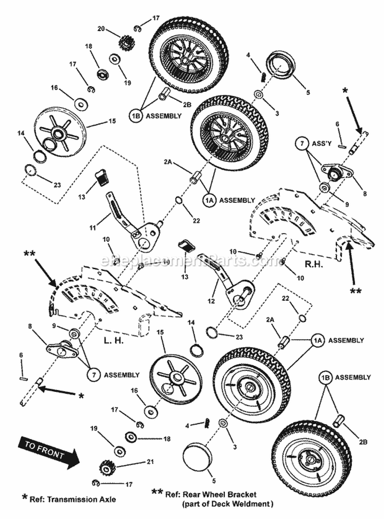 Rear Wheels Diagram and Parts List for ESPV211 7800127 Snapper Lawn Mower