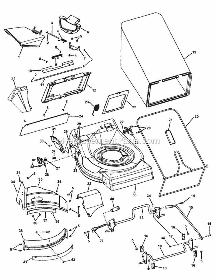 Deck Assembly Diagram and Parts List for ESPV21675 7800253 Snapper Lawn Mower