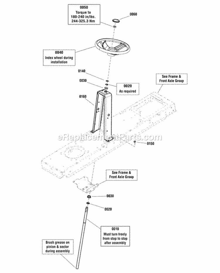 Steering Group Diagram and Parts List for ESPX2046  Snapper Lawn Tractor