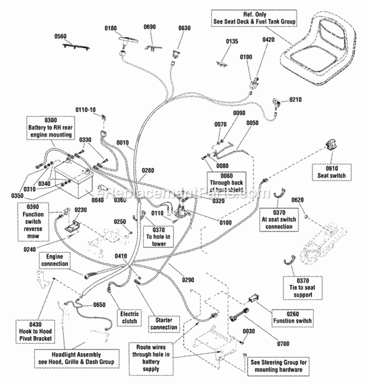 Electrical Group Diagram and Parts List for ESPX2046  Snapper Lawn Tractor