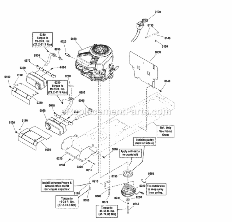Engine Group - 20  22Hp Briggs  Stratton Diagram and Parts List for ESPX2046  Snapper Lawn Tractor