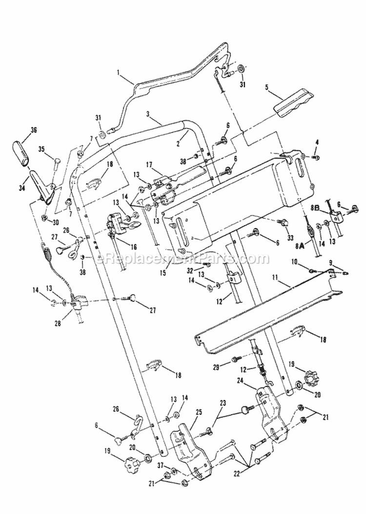 Handles  Controls Diagram and Parts List for EXP21551VE  Snapper Lawn Mower