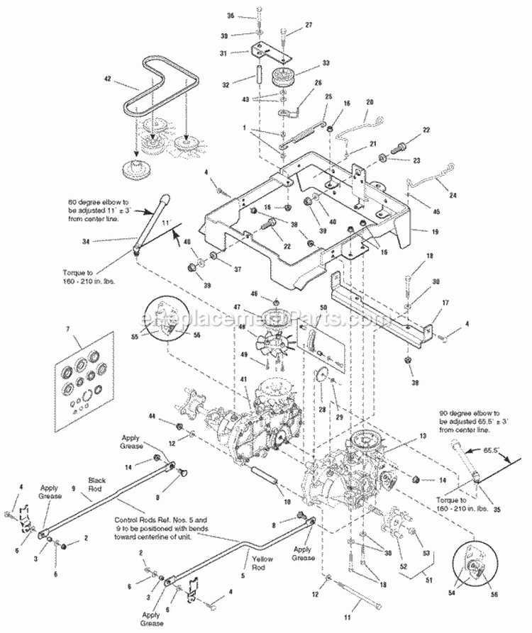 Carrier  Transmission Group Diagram and Parts List for EZT18542150ZBVE  Snapper Lawn Tractor