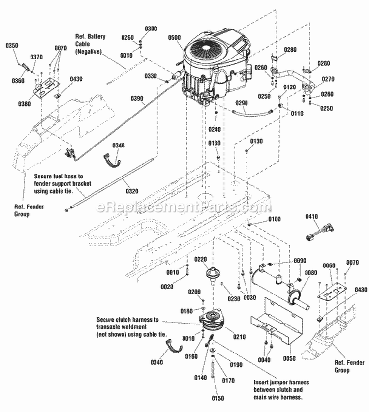 Engine Group Diagram and Parts List for EZT2042  Snapper Lawn Tractor