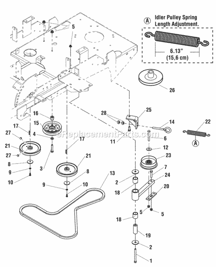 Drive Group Diagram and Parts List for EZT2050 5900735 Snapper Lawn Tractor