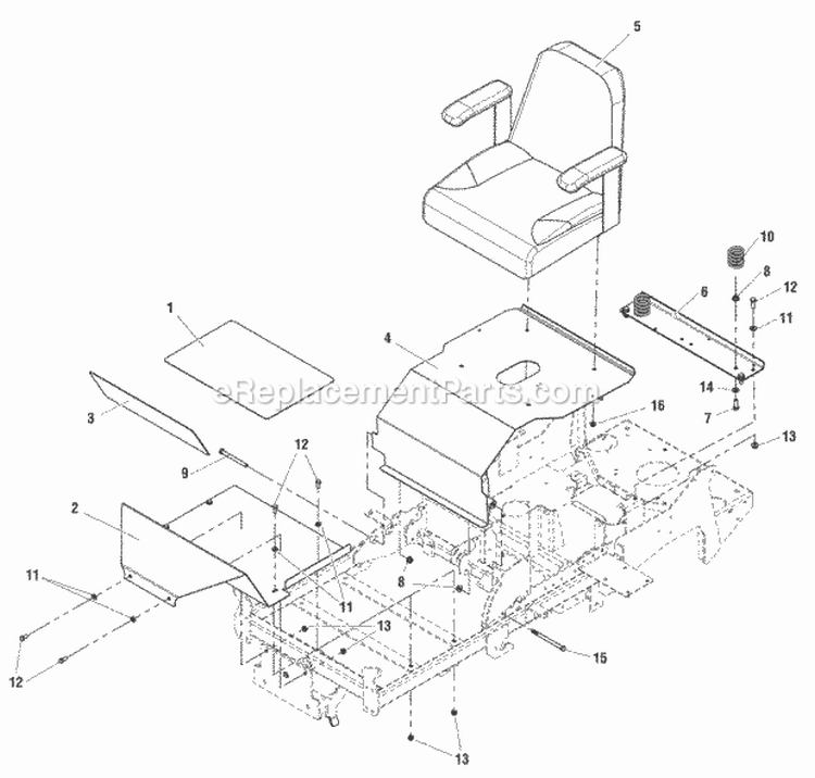 Seat  Kickplate Group Diagram and Parts List for EZT2050 5900735 Snapper Lawn Tractor