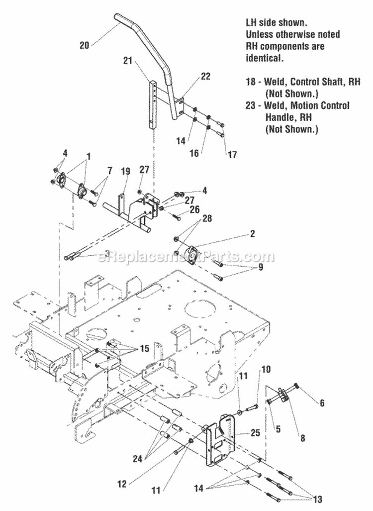 Control Group Upper Diagram and Parts List for EZT2050 5900735 Snapper Lawn Tractor