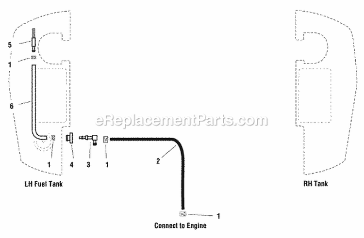 Fuel Supply Hose  Tank Replacement Parts Group Diagram and Parts List for EZT2050 5900735 Snapper Lawn Tractor