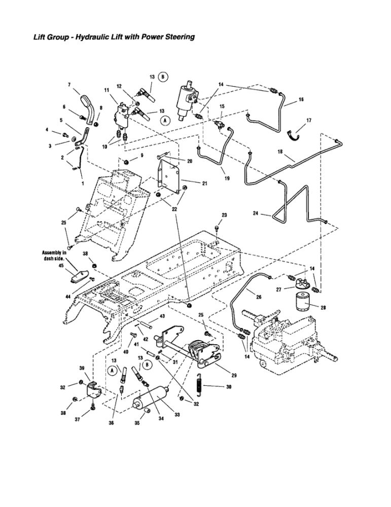 Hydraulic Lift With Power Steering Diagram and Parts List for GT23540 1694621 Snapper Lawn Tractor