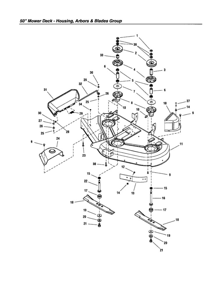 Housing/Arbors/Blades 3 Diagram and Parts List for ELT2044 2690594 Snapper Lawn Tractor